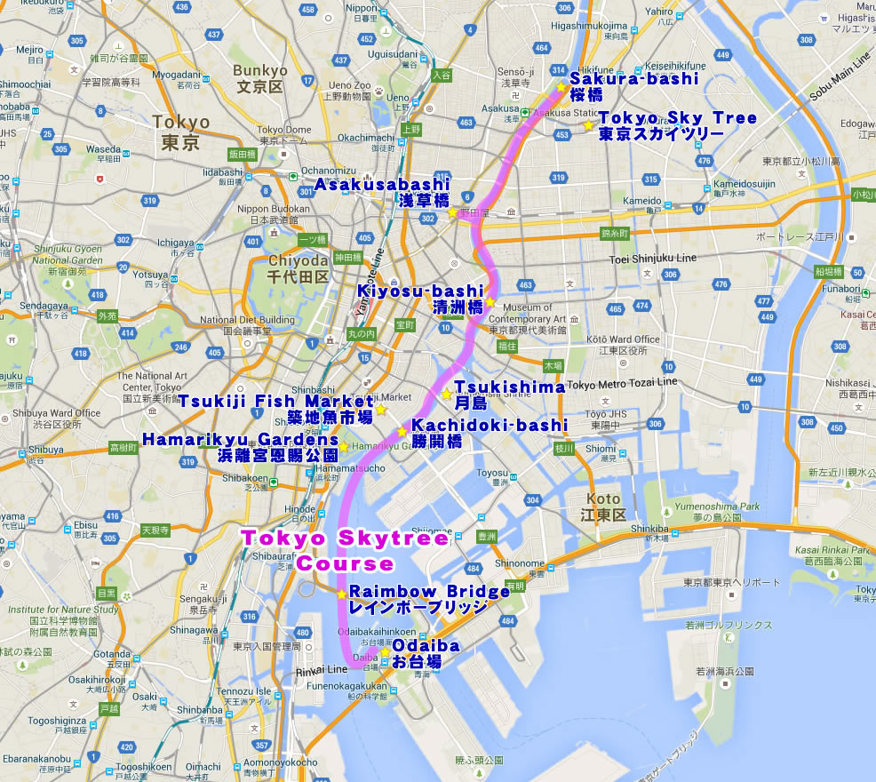 Yakatabune Route Map - Tokyo Skytree Course